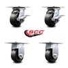 Service Caster 4 Inch Polyolefin Caster Set with Roller Bearing 2 Brakes and 2 Rigid SCC SCC-35S420-POR-SLB-2-R-2